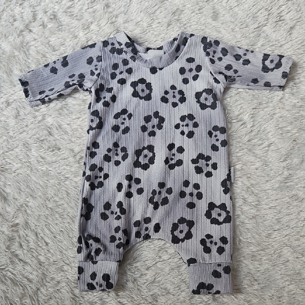 Kids Floral Gray and Black One Piece